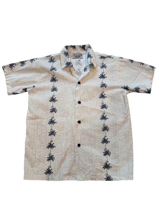 Pacific Legend Apparel Other - Pacific Legend Cream Short-Sleeve Palm-Print Camp Shirt